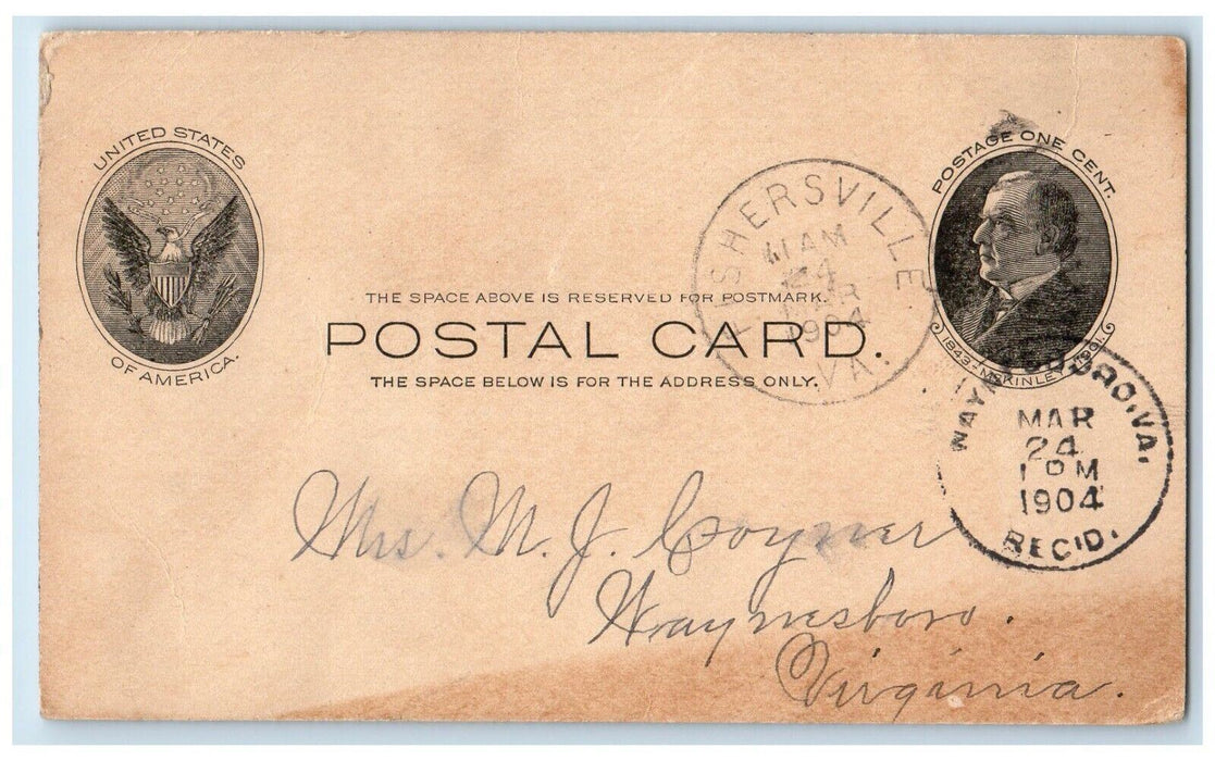 1904 About Neil & Bernice Fishersville Virginia VA Waynesboro VA Postal Card