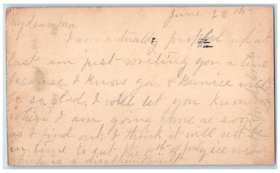 1904 Letter to Dear Ma Going Home Richmond VA Waynesboro VA Postal Card