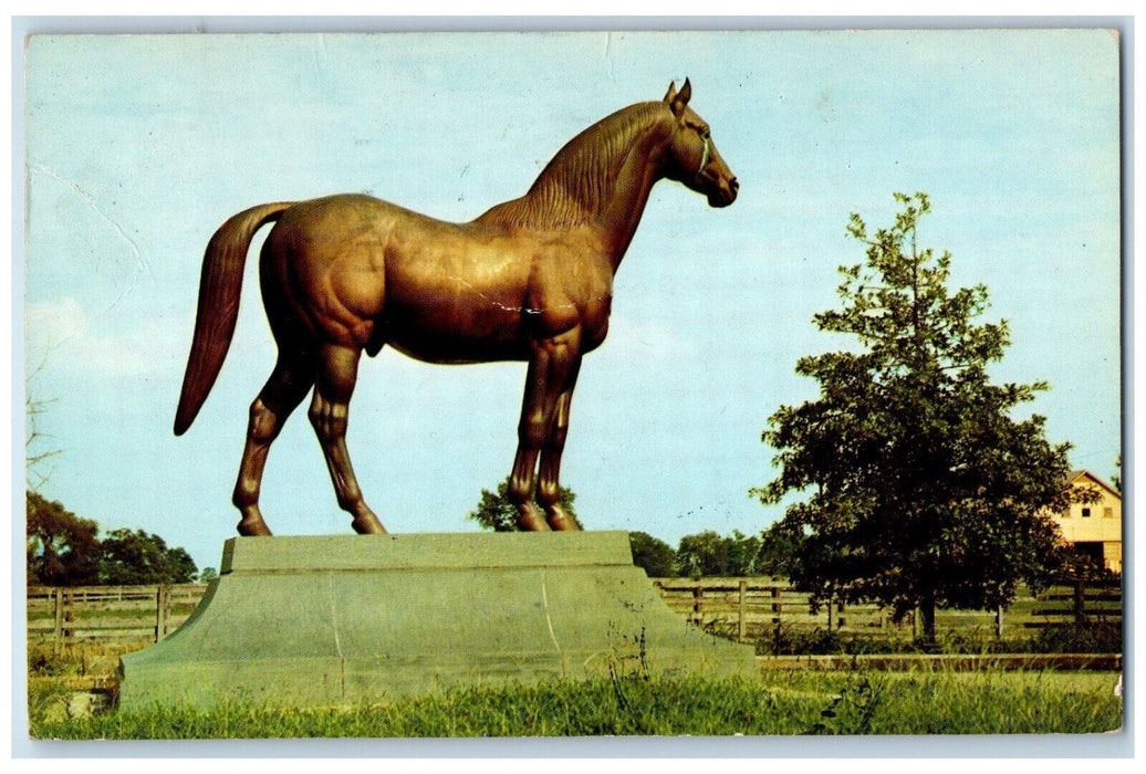 1961 Man-O-War The Wonder Horse Monument Statue Chicago Illinois IL Postcard
