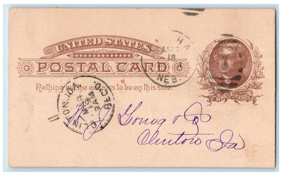 1886 Howell Lumber Co. Wholesale Only Omaha NE Clinton IA Postal Card