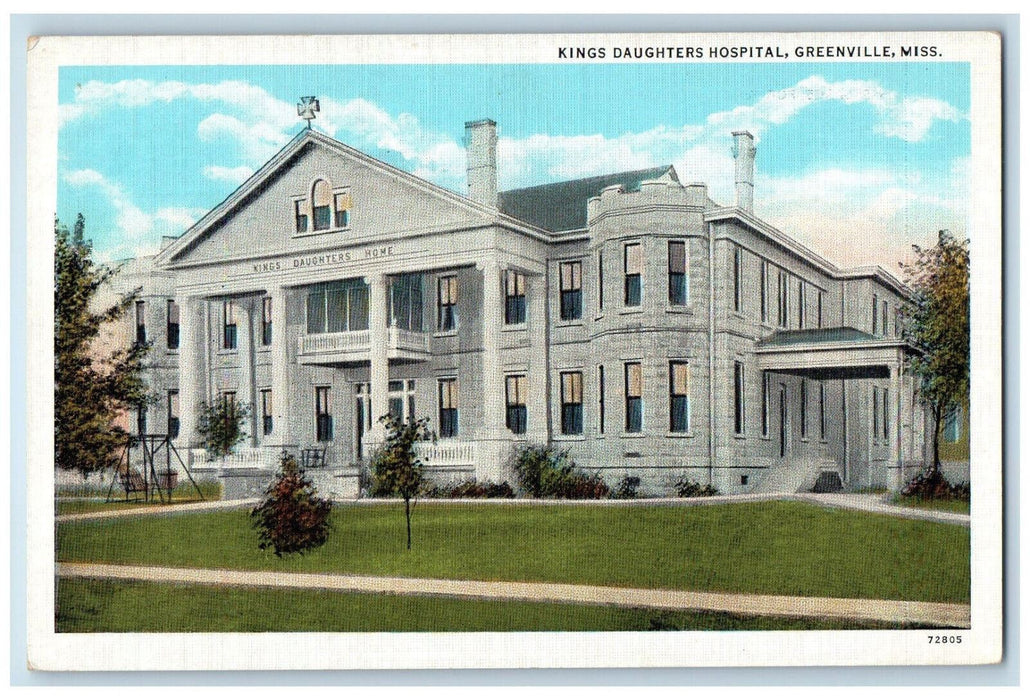 View Of Kings Daughter Home Hospital Greenville Mississippi MS Vintage Postcard