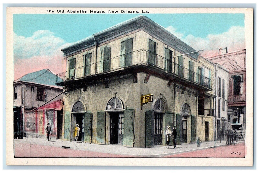 c1930's The Old Absinthe House Scene Street New Orleans Louisiana LA Postcard