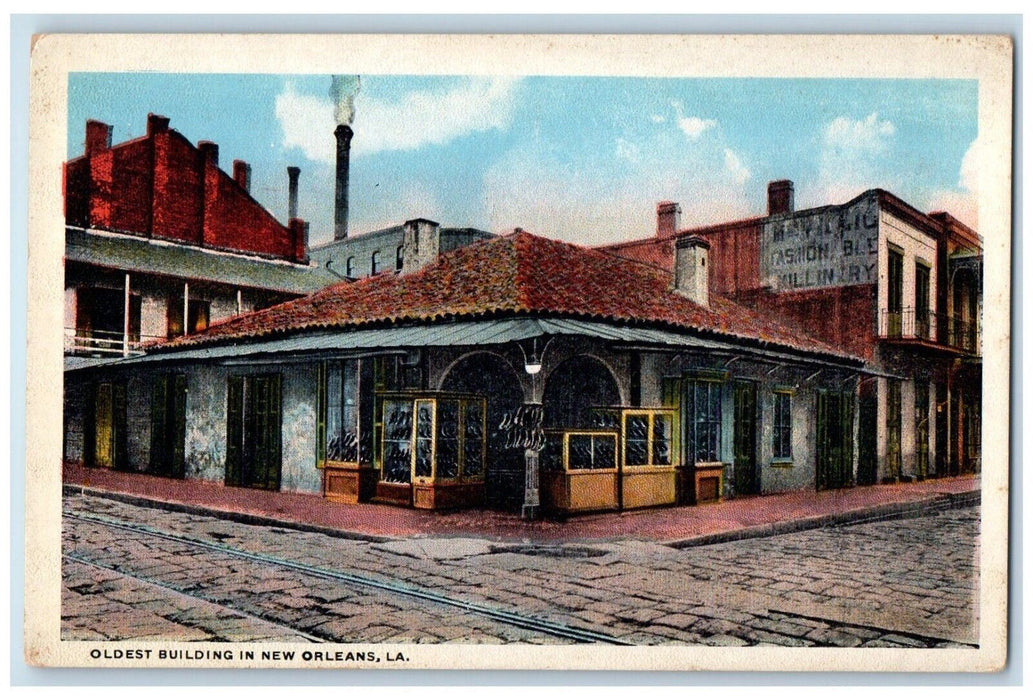 c1930's Oldest Building Scene Street New Orleans Louisiana LA Antique Postcard