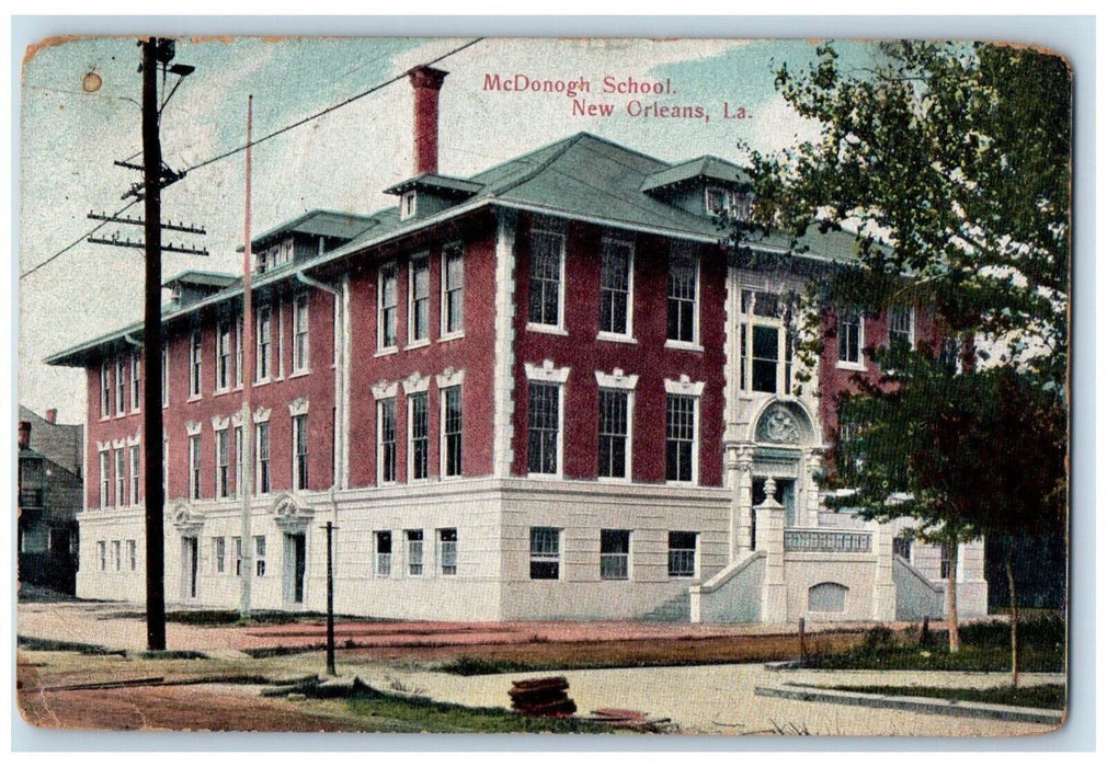 1908 McDonogh School Building New Orleans Louisiana LA Posted Antique Postcard