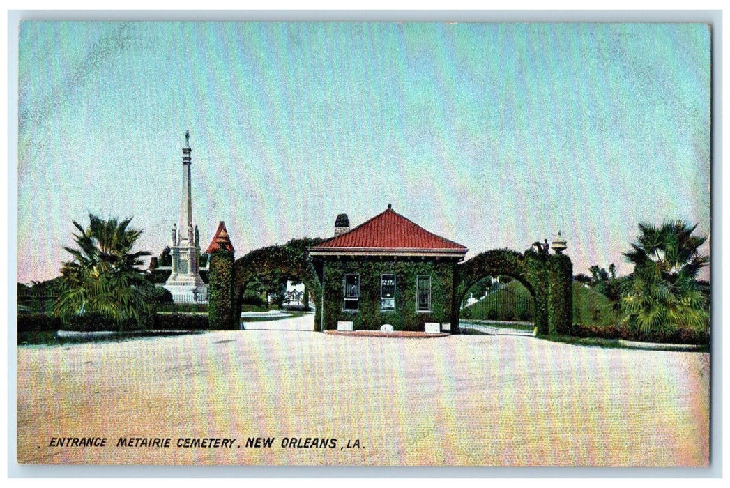 c1910's Entrance Metairie Cemetery New Orleans Louisiana LA Antique Postcard