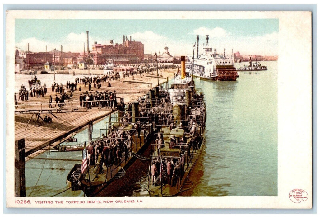 c1905 Visiting The Torpedo Boats New Orleans Louisiana LA Antique Postcard