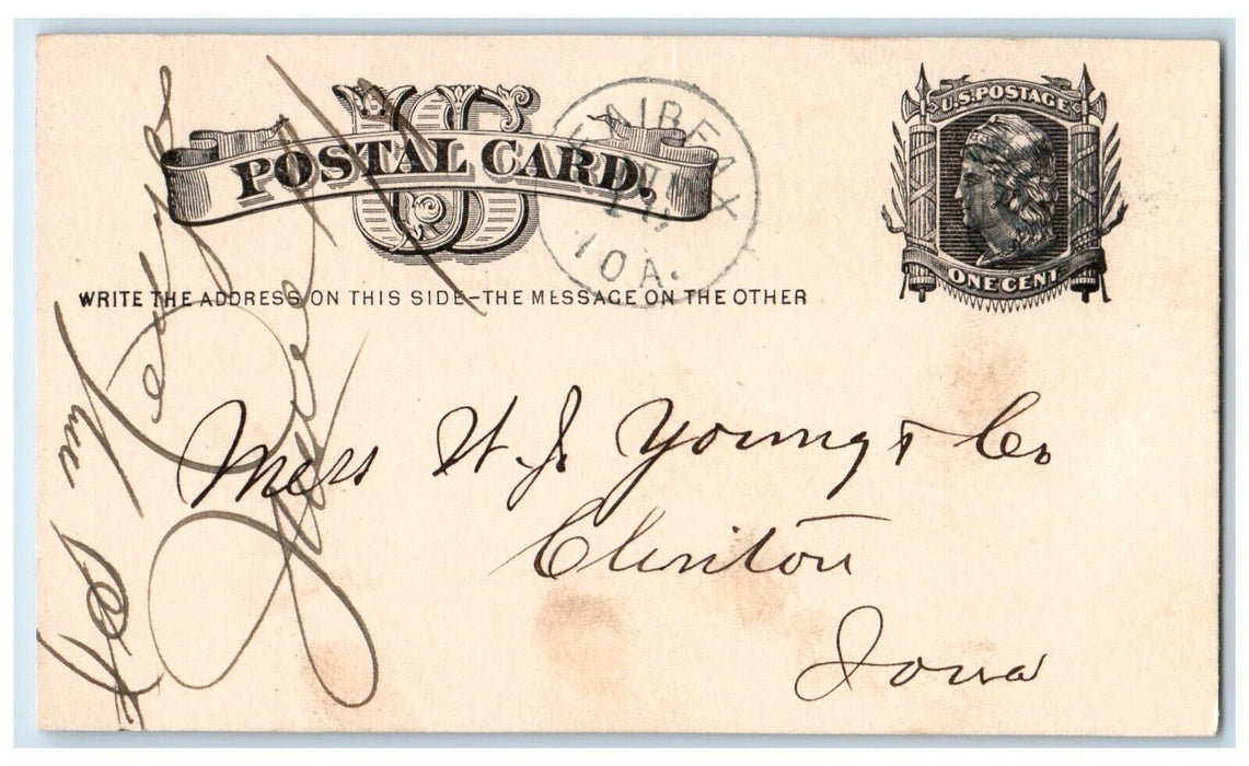 1881 Lumber Order Fencing Fairfax Iowa IA Clinton IA Posted Postal Card