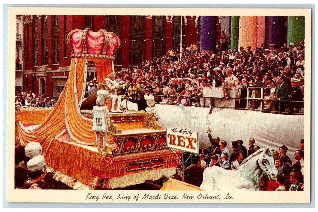 King Rex King Of Mardi Gras St. Charles Avenue New Orleans Louisiana LA Postcard