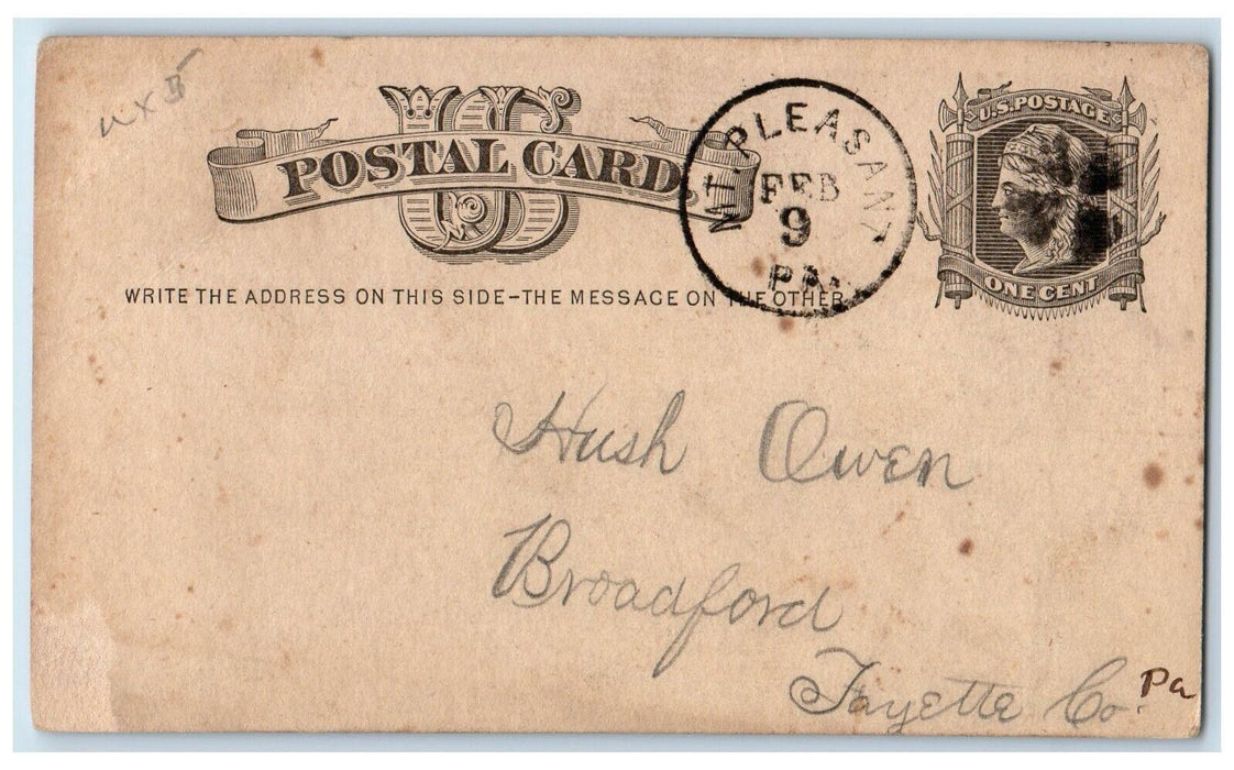 1877 About School Scholars Mt. Pleasant PA Bradford Fayette PA Postal Card