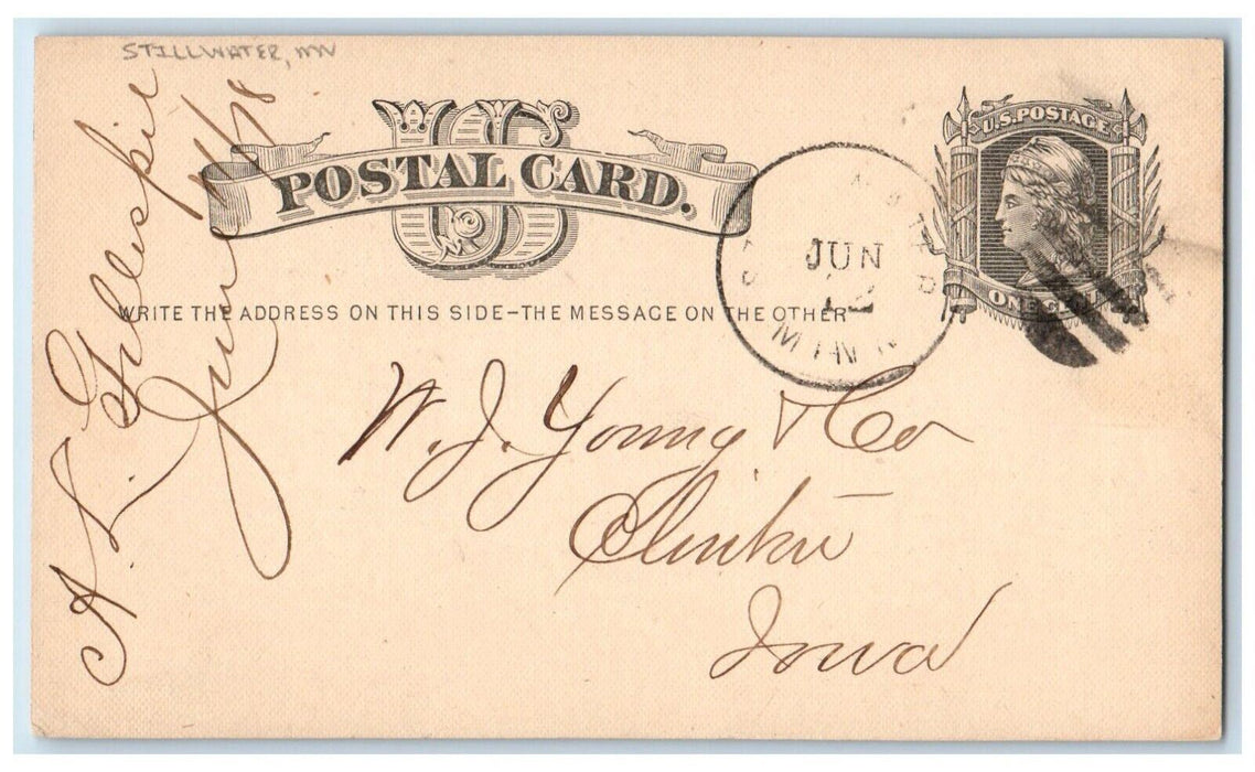 1878 Selling Message AL Gillespie Stillwater Minnesota MN Postal Card