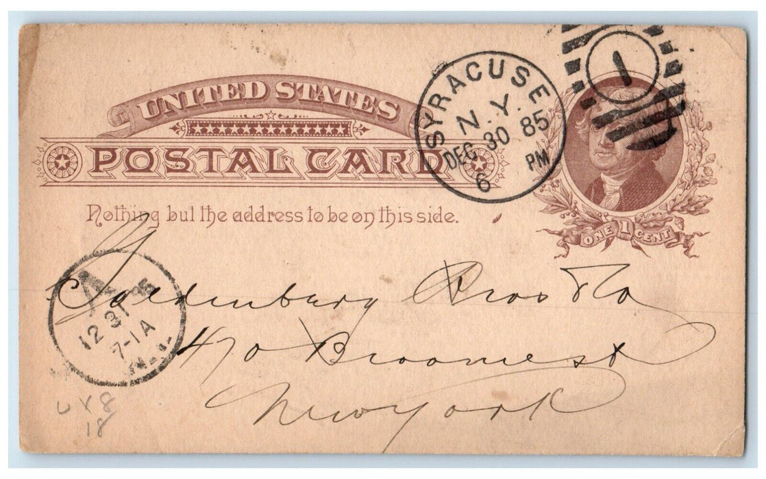 1885 Please Send Message Syracuse New York NY Antique Posted Postal Card