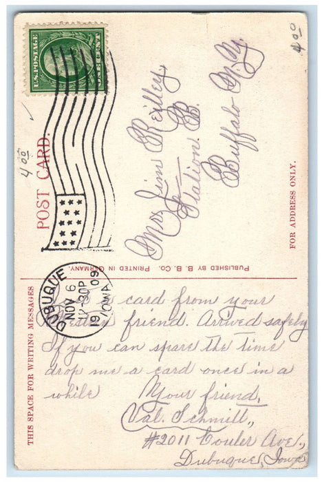 1909 Finley Hospital Building Street Scene Dubuque Iowa IA Antique Postcard