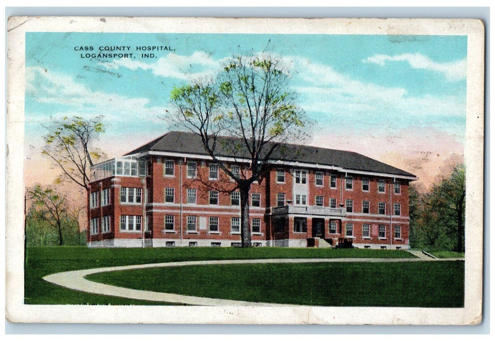 1934 Cass County Hospital Building Panoramic View Logansport Indiana IN Postcard