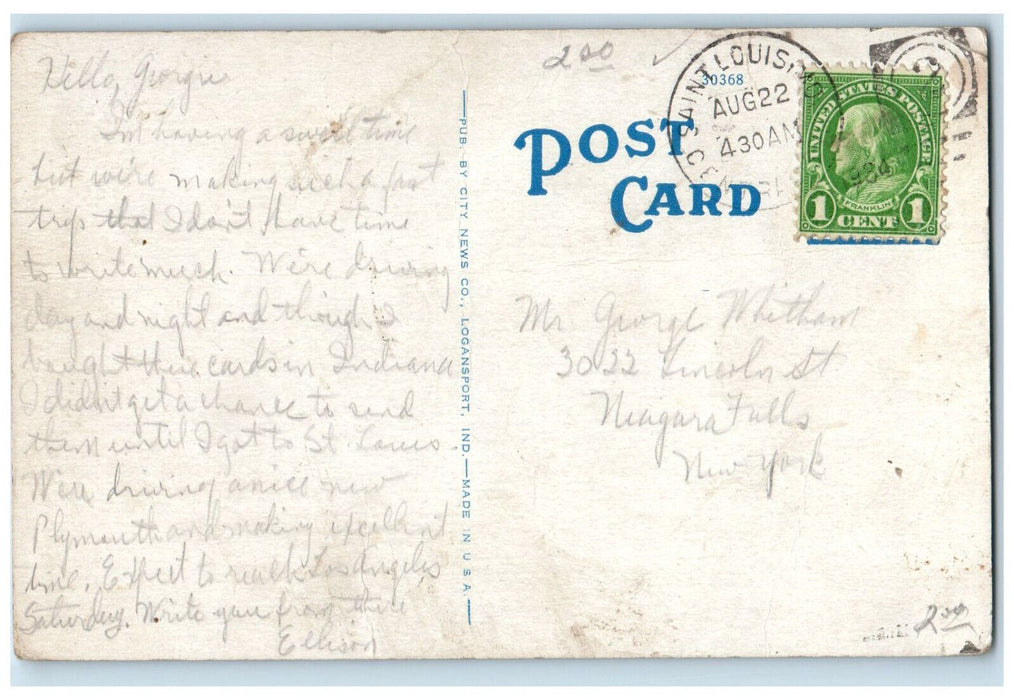 1934 Cass County Hospital Building Panoramic View Logansport Indiana IN Postcard