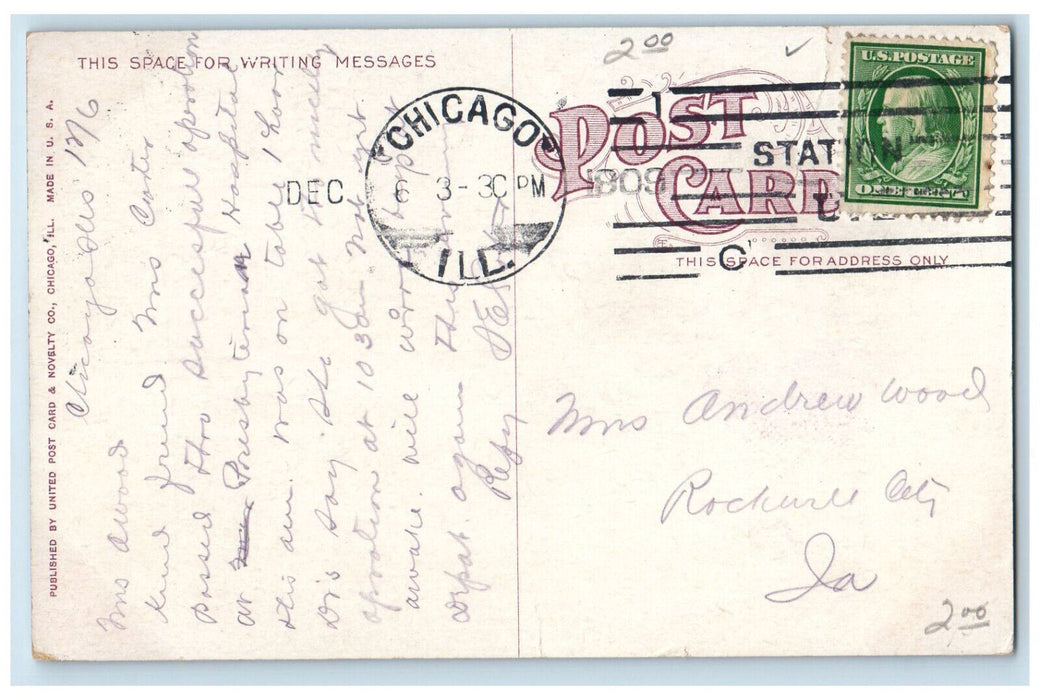 1909 Presbyterian Hospital Building Chicago Illinois IL Antique Postcard