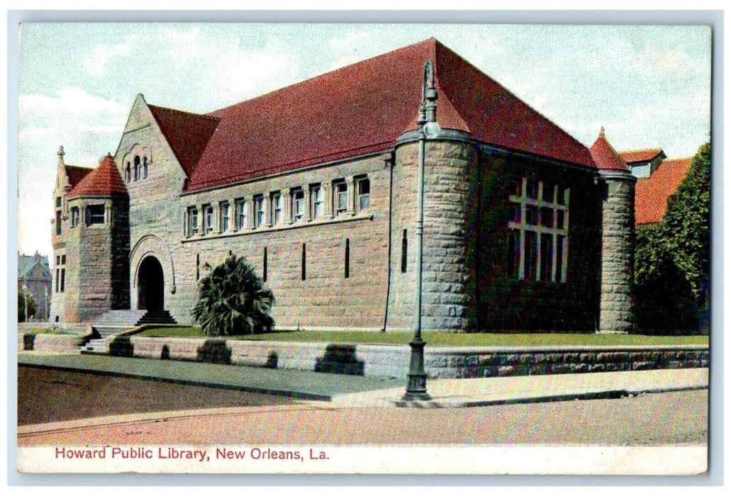 c1910's Howard Public Library Building New Orleans Louisiana LA Antique Postcard