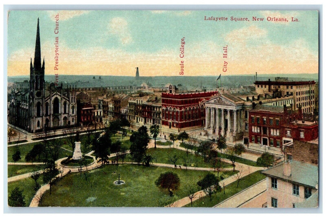 c1910's View Of Lafayette Square Buildings New Orleans Louisiana LA Postcard