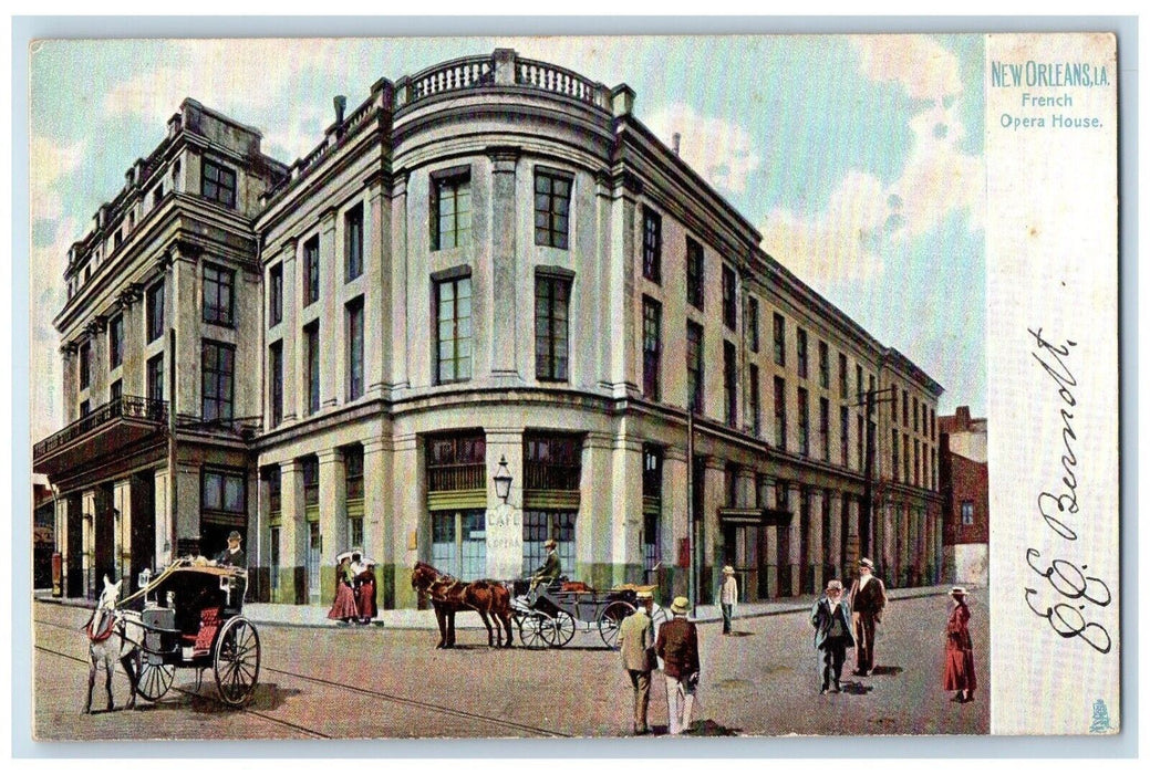 c1905 French Opera House Horse Carriage New Orleans Louisiana LA Tuck's Postcard