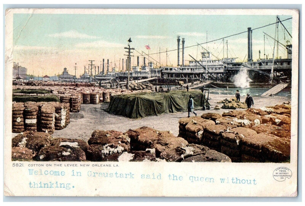 1907 Cotton On The Levee New Orleans Louisiana LA, Hackensack NJ Posted Postcard