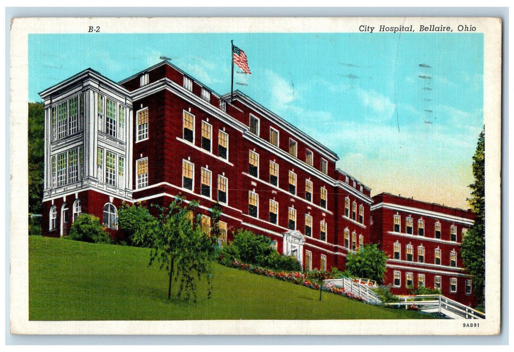 1941 View Of City Hospital Building Bellaire Ohio OH Vintage Posted Postcard