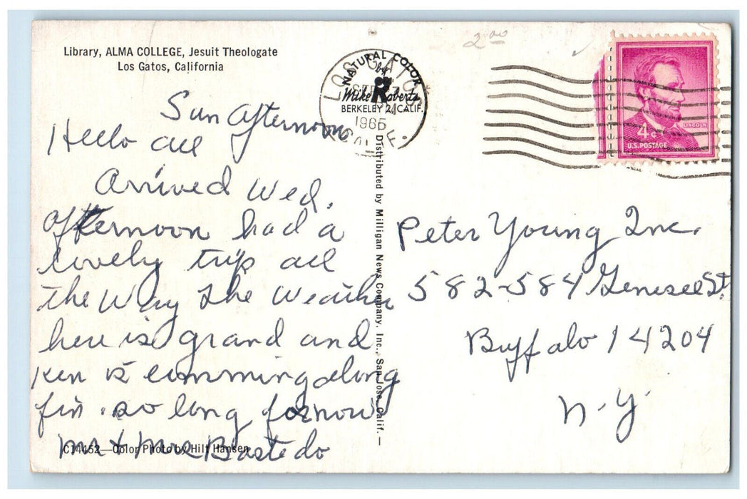 1965 Library Alma College Jesuit Theologate Los Gatos California CA Postcard