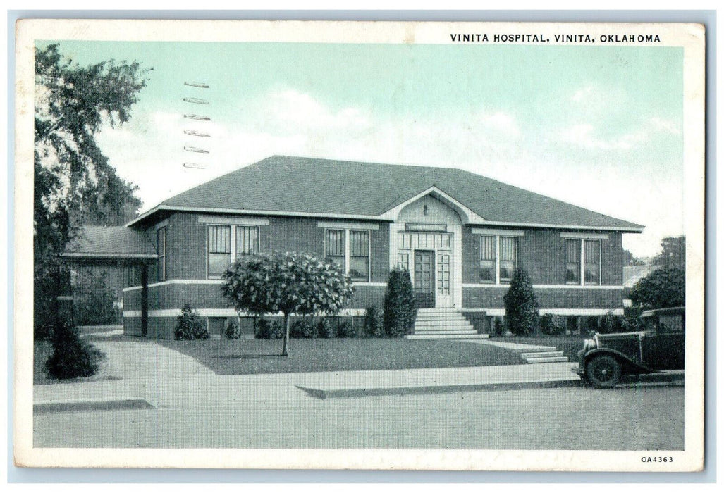 1939 Vinita Hospital House Frontview Scene Oklahoma OK Vintage Unposted Postcard