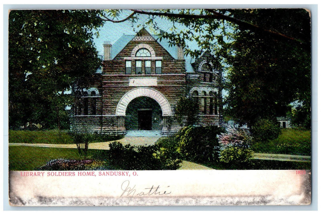 1908 Library Soldiers Home  Garden Patio Scene Sandusky Ohio OH Antique Postcard