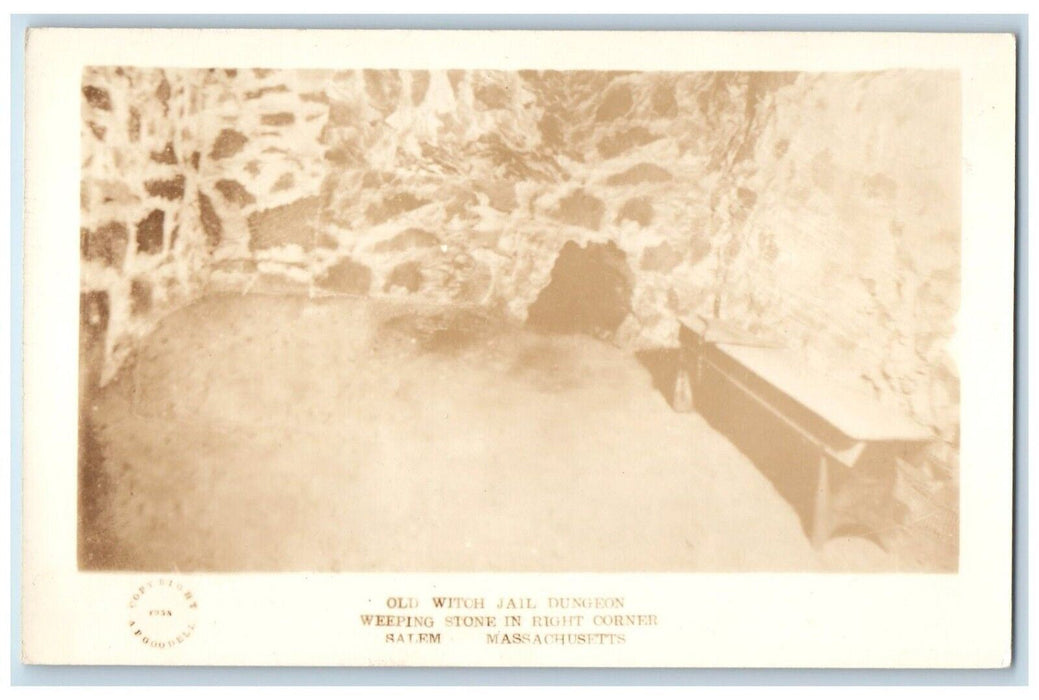 c1920's Old Witch Jail Weeping Stone Salem Massachusetts MA RPPC Photo Postcard