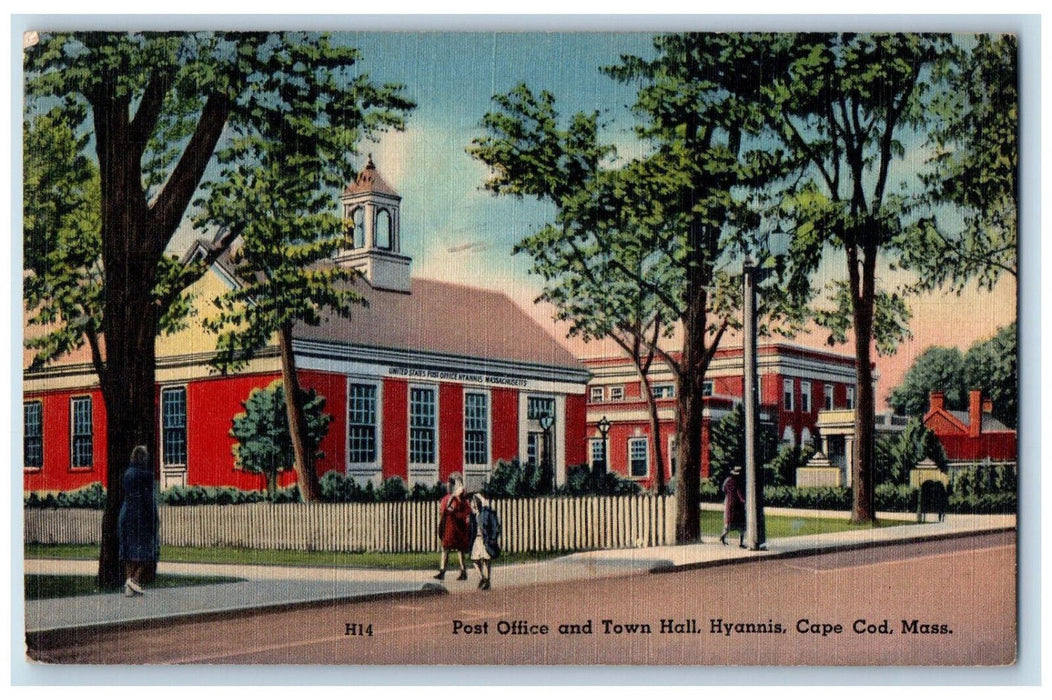 1947 U.S Post Office And Town Hall Hyannis Cape Cod Massachusetts MA Postcard