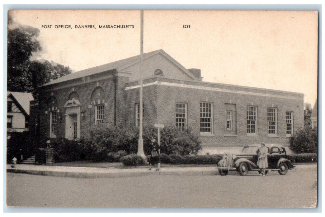 United States Post Office Danvers Massachusetts MA, Pretty Women Car Postcard