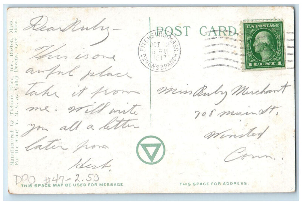United States Post Office Camp Devens Ayer Massachusetts MA Vintage Postcard