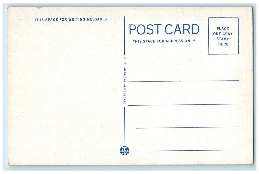United States Post Office Milford Massachusetts MA, American Flag Scene Postcard