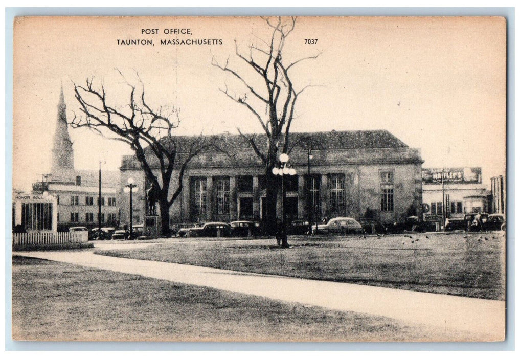 Panoramic View Of United States Post Office Taunton Massachusetts MA Postcard