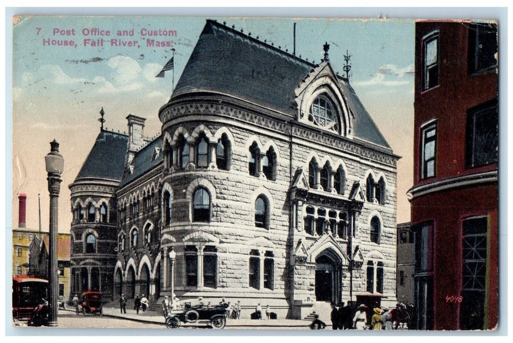 1916 Post Office And Custom House Fall River Massachusetts MA Antique Postcard