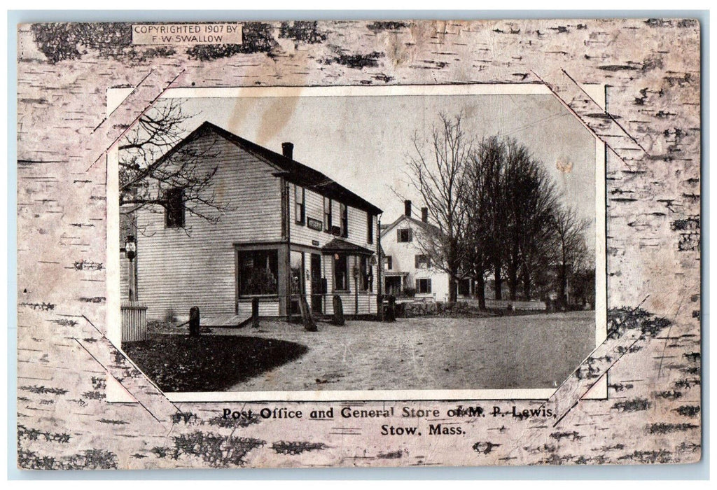 Post Office And General Store Of M.P. Lewis Stow Massachusetts MA Postcard
