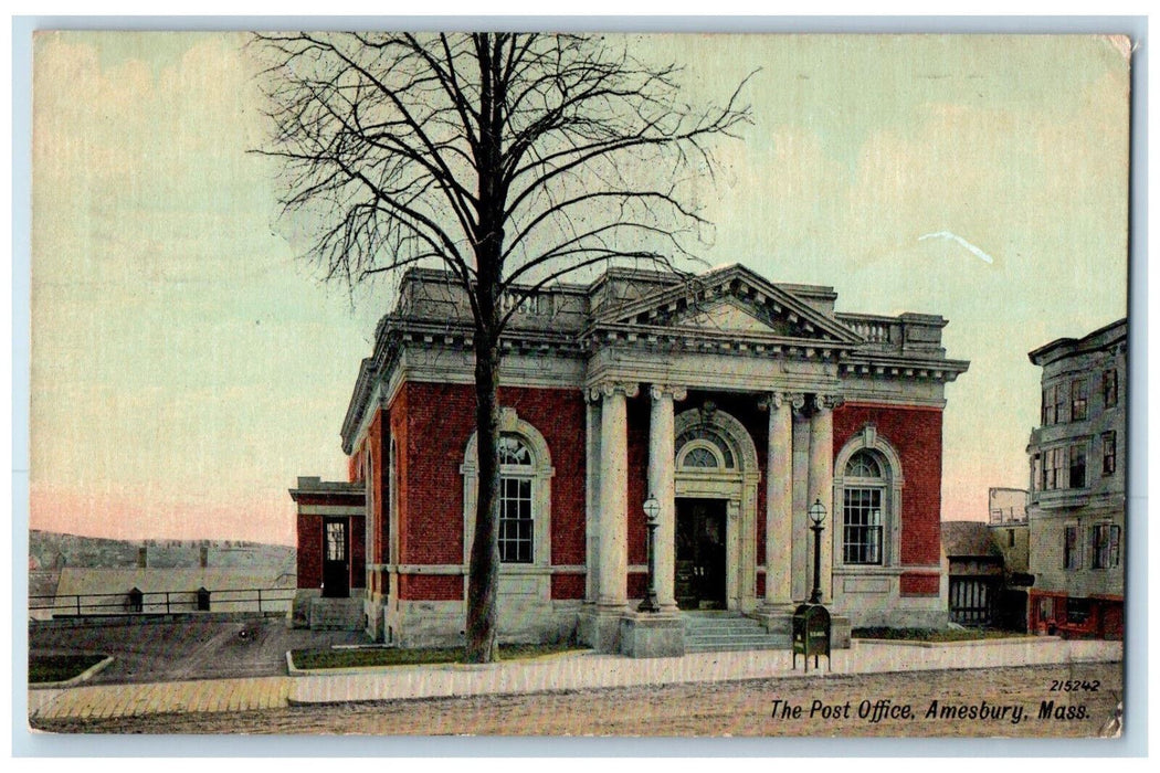 1912 The Post Office Amesbury Massachusetts MA Antique Posted Postcard