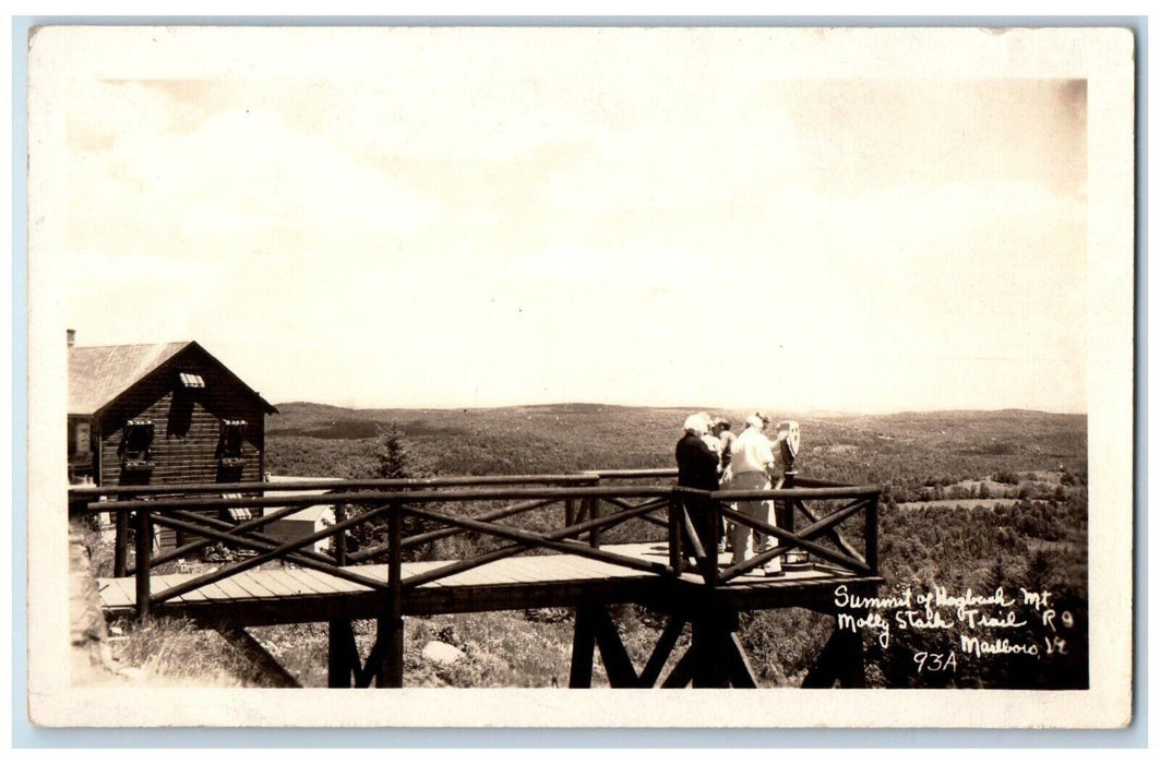 1941 Hogback Mountain Summit Molly Stark Trail Marlboro VT RPPC Photo Postcard