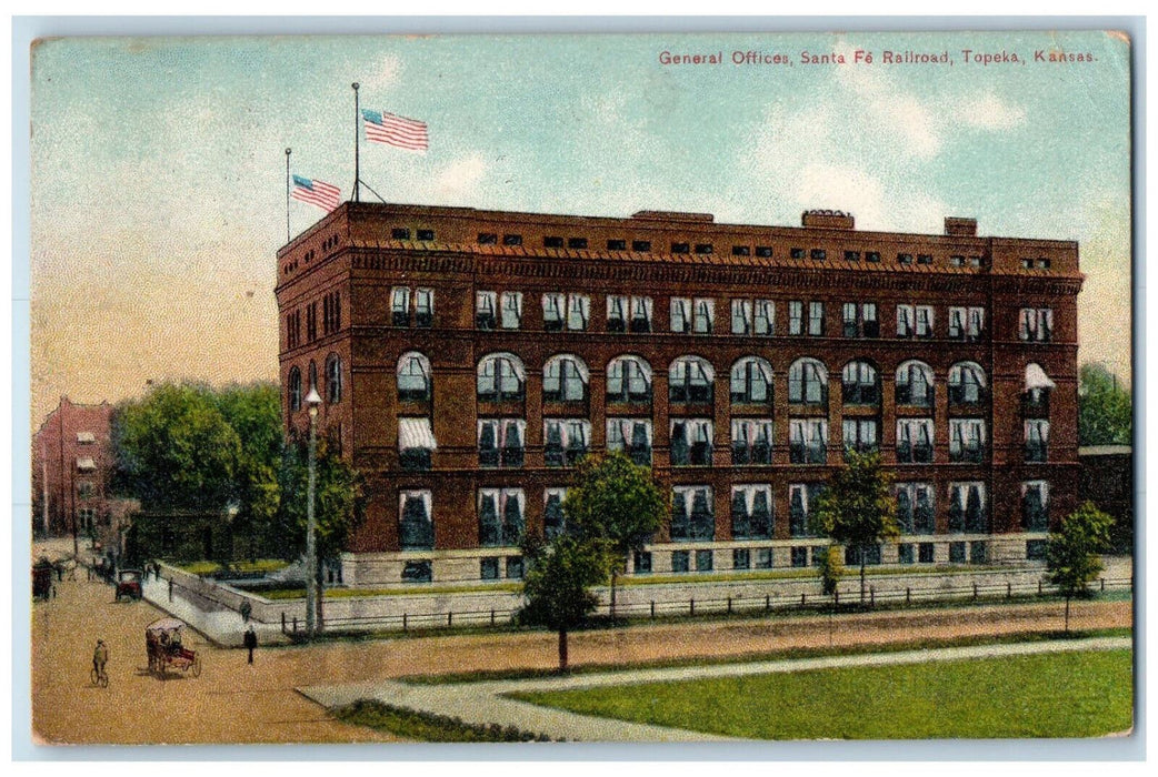 View Of General Offices Santa Fe Railroad Building Topeka Kansas KS Postcard