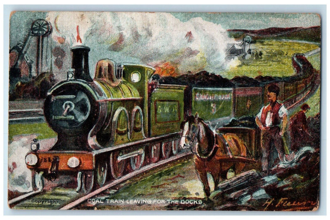 Coal Train Leaving For The Docks Train Horse Scene Bavaria Germany Postcard