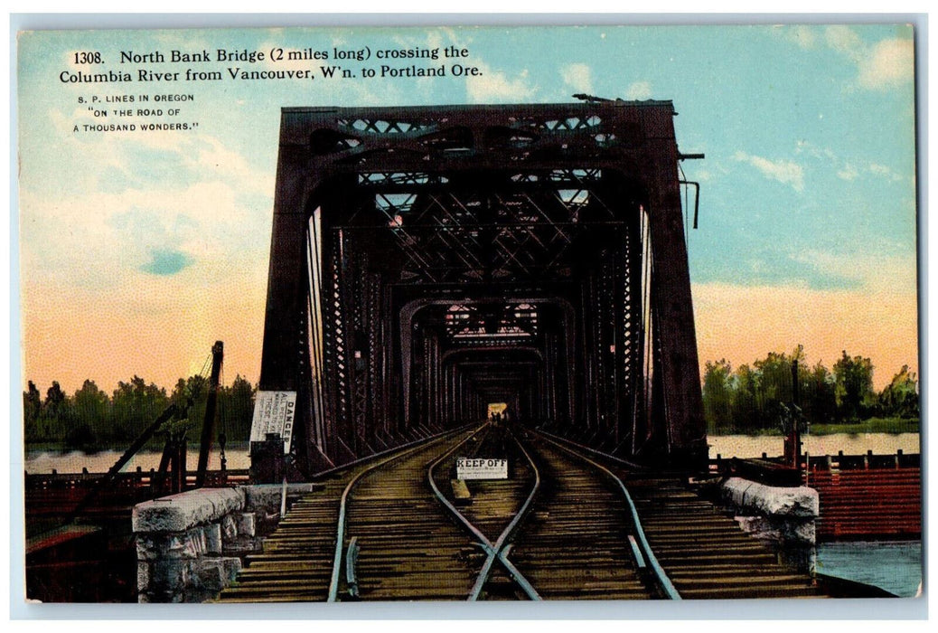 North Bank Bridge Crossing The Columbia River To  Portland Oregon OR Postcard