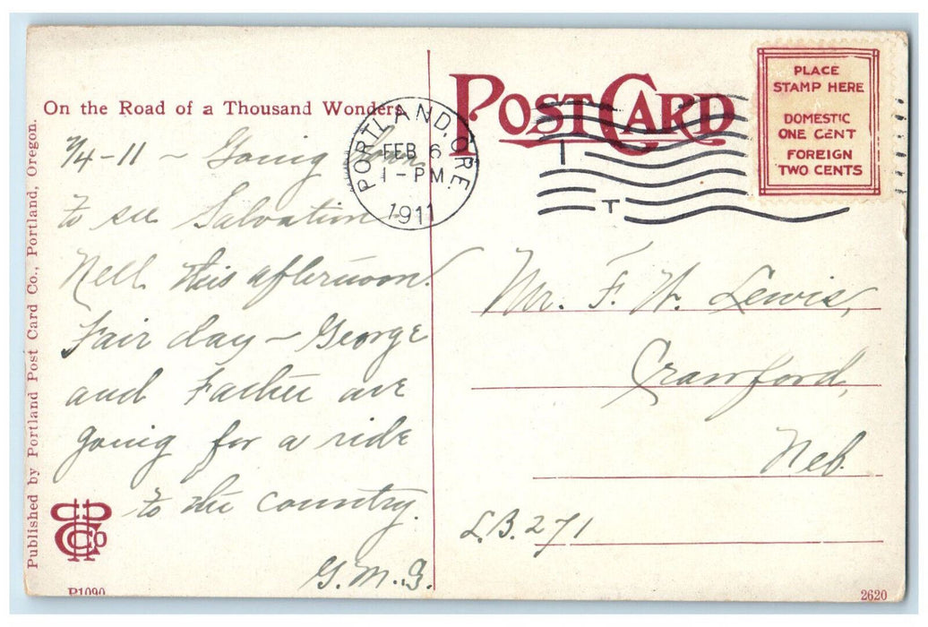 1911 Scenic View Cow Creek Cannon Southern Portland Oregon OR Antique Postcard