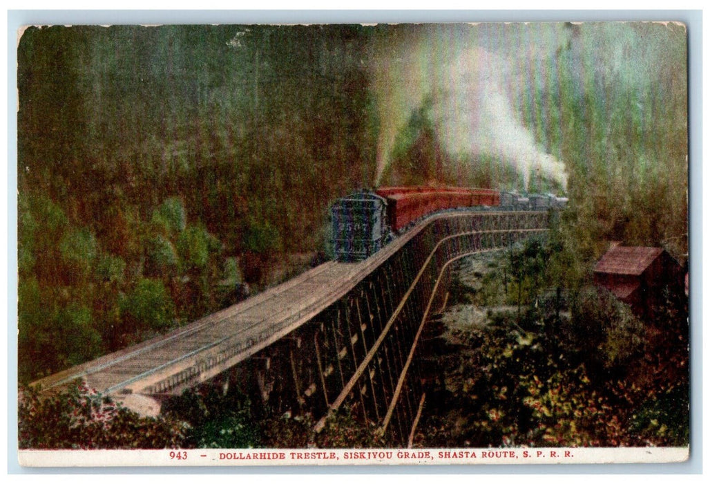 Dollarhide Trestle Siskiyou Grade Shasta Route S.P.R.R. Oregon OR Postcard