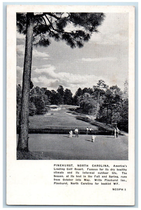 c1940's Write Pinehurst Inc.Golf Resort Pinehurst North Carolina NC Postcard