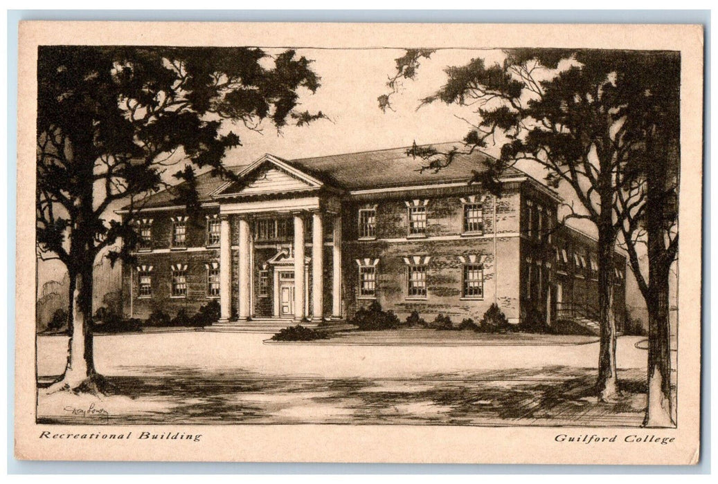 1940 Recreational Building Guilford College North Carolina NC Postcard