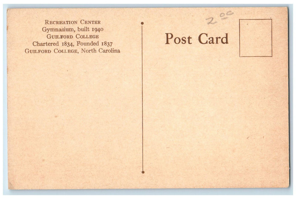 1940 Recreational Building Guilford College North Carolina NC Postcard