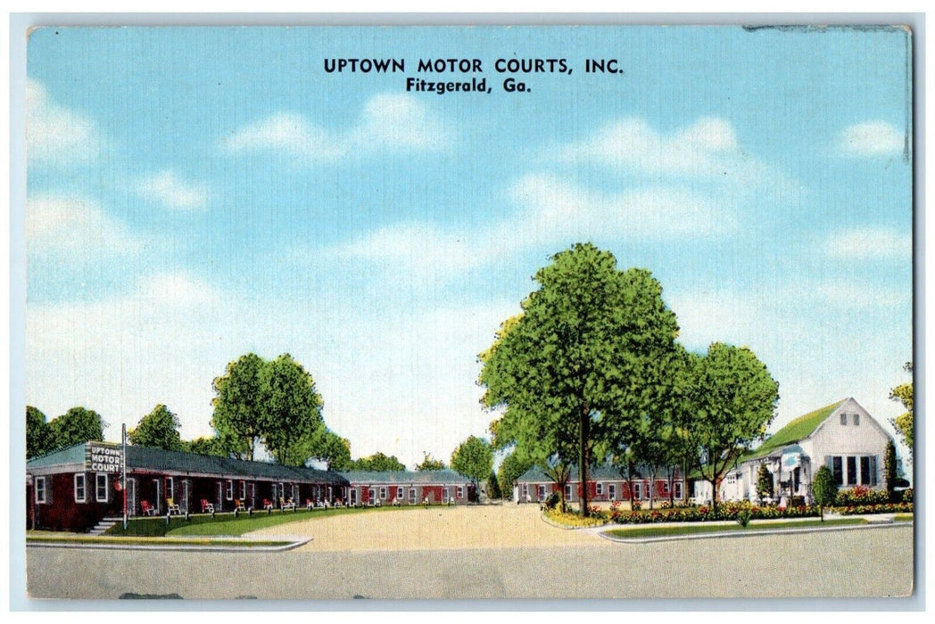c1950's Uptown Motor Courts Inc. Motel Roadside Fitzgerald Georgia GA Postcard