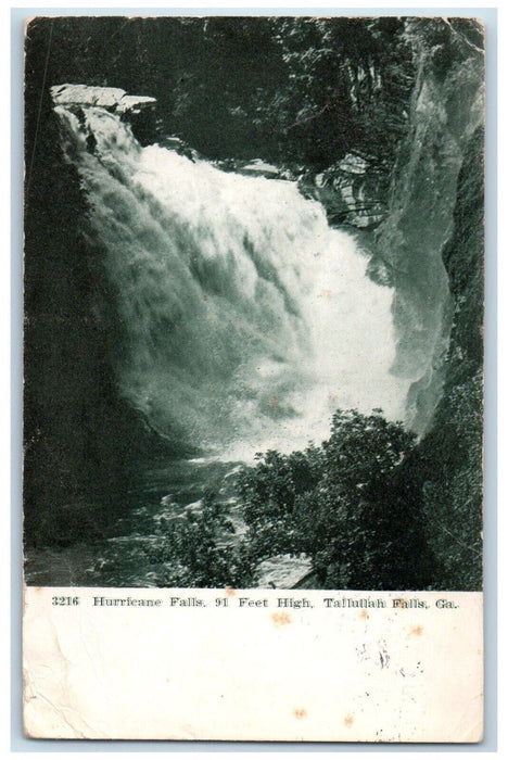 1910 Hurricane Falls Tallulah Falls Georgia GA, Waterfall Posted Anique Postcard