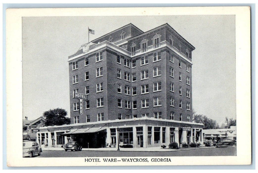 c1930's Hotel Ware Building Cars Street View Waycross Georgia GA Postcard