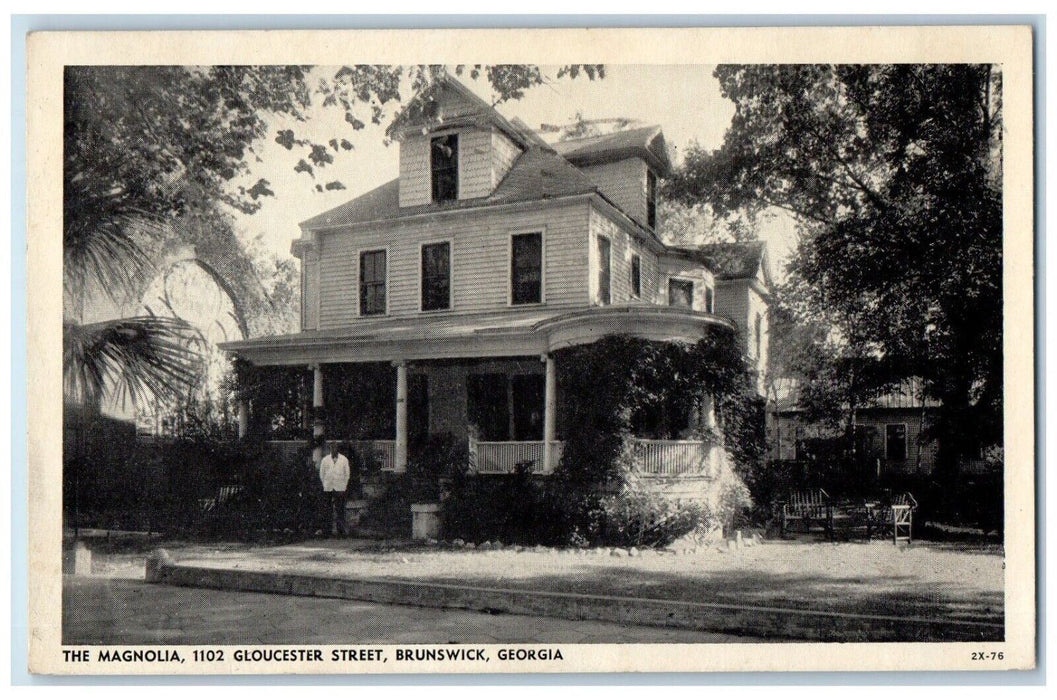 1943 The Magnolia Gloucester Street Brunswick Georgia GA, Bath NY Postcard