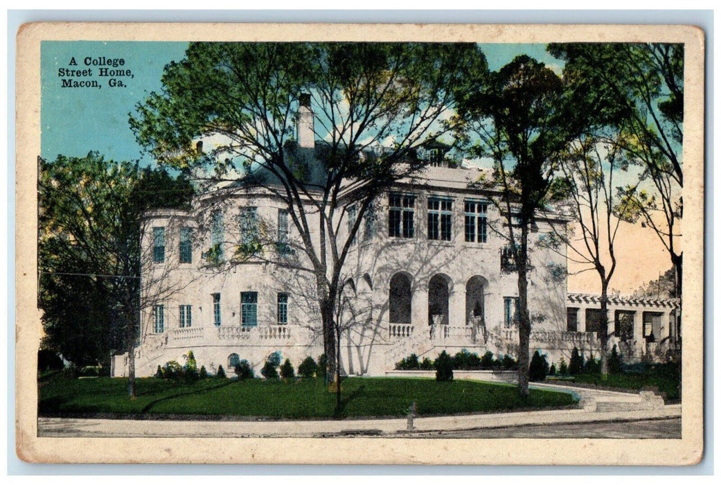 c1910's A College Street Home Building Macon Georgia GA Antique Postcard